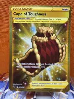 Cape of Toughness 200/185 Gold Secret Rare Vivid Voltage Set Pokemon TCG NM 1365 - Image 1