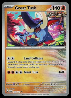 Pokemon Card - Great Tusk Prismatic Evolutions Master Ball Holo 055/131 Uncommon - Image 1