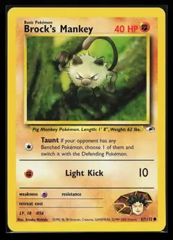 Brock's Mankey 67/132 Common Gym Heroes Pokemon Card - Image 1