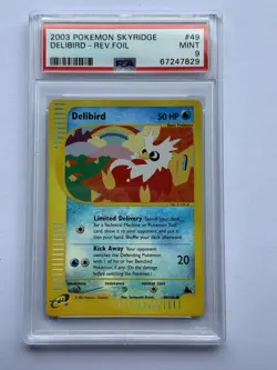 2003 Pokemon Skyridge - Delibird Rev.Foil #49 PSA 9 MINT - Image 1