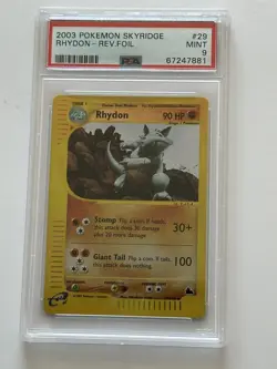 2003 Pokemon Skyridge - Rhydon Rev.Foil #29 PSA 9 MINT - Image 1