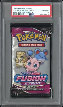 PSA 10 2021 POKEMON INT'L SWORD & SHIELD FUSION STRIKE FOIL PACK FOIL FUN PACK - Image 1