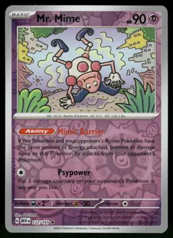 Mr. Mime 122/165 - S&V 151 - Reverse Holo Rare - Pokemon TCG Card NM - Image 1