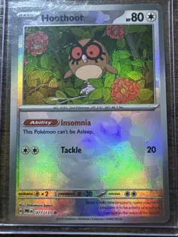 Hoothoot 077/131 Master Ball Pattern, Prismatic Evolutions, Pokemon TCG, NM - Image 1