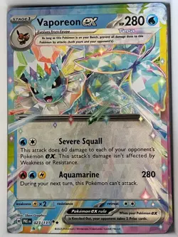 Vaporeon ex - 023/131 023/131 Holo SV: Prismatic Evolutions Pokemon NM - Image 1