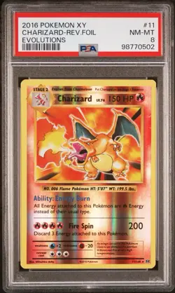 PSA 8 Charizard 11/108 Evolutions Reverse Holo Pokemon Slab - Image 1
