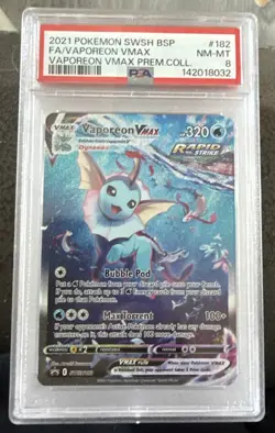 Vaporeon Vmax Pokemon Swsh Black Star Promo SWSH182 PSA 8 - Image 1