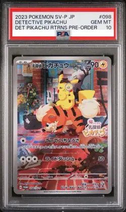 2023 POKEMON JAPANESE SV-P PROMO #098 DETECTIVE PIKACHU PSA 10 - Image 1