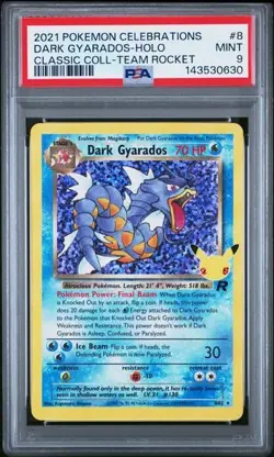 Dark Gyarados Holo PSA 9 Mint 2021 Pokemon Celebrations Classic Team Rocket 8/82 - Image 1