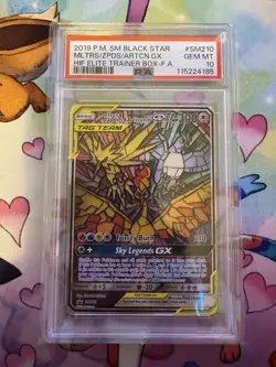 Pokemon TCG Moltres & Zapdos & Articuno GX Black Star Promo Holo PSA 10 #SM210 - Image 1