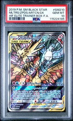 Pokemon TCG Moltres & Zapdos & Articuno GX Black Star Promo Holo PSA 10 #SM210 - Image 3