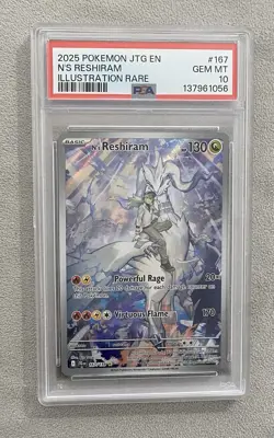 2025 POKEMON JTG EN-JOURNEY TOGETHER ILLUSTRATION RARE #167 N'S RESHIRAM PSA 10 - Image 1