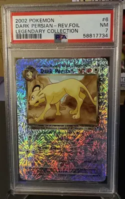 Dark Persian PSA 7 Reverse Holo Legendary Collection 2002 Pokemon Fireworks Holo - Image 1