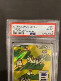 2023 POKEMON OBF EN-OBSIDIAN FLAMES ILLUSTRATION RARE #207 PIDGEY PSA 8 - Image 3