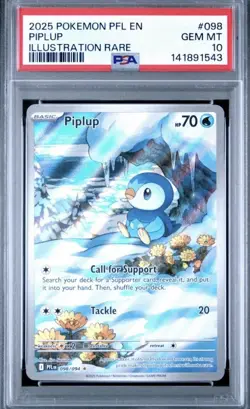2025 POKEMON PFL EN-PHANTASMAL FLAMES ILLUSTRATION RARE #098 PIPLUP PSA 10 - Image 1