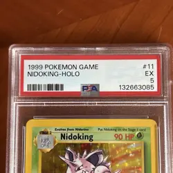 1999 Nidoking Holo Rare Nidoking 11/102 Base Set Pokemon TCG Card PSA 5 - Image 2