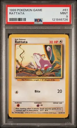 1999 Pokemon Game #61 Rattata PSA 9 Card MINT! Trusted Seller Free Ship Base Set - Image 1