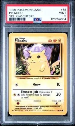 1999 Pokemon Game #58 Pikachu Yellow Cheeks PSA 9 MINT! Trusted Seller! Base Set - Image 1