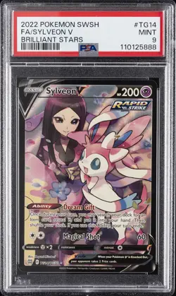2022 POKEMON SWORD & SHIELD BRILLIANT STARS #TG14 FULL ART/SYLVEON V PSA 9 - Image 1