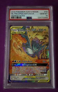 2019 POKEMON SUN & MOON HIDDEN FATES MOLTRES & ZAPDOS & ARTICUNO GX 44 PSA 10 - Image 1