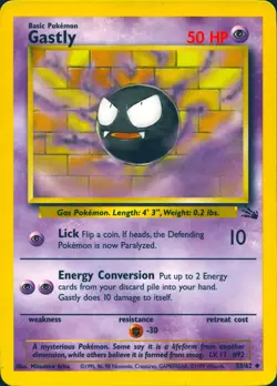 GASTLY 33/62 UNCOMMON FOSSIL POKEMON UNLIMITED MP - Image 1