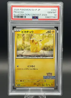 2025 POKEMON JAPANESE SV-P PROMO ILLUSTRATION CONTEST 2024 #242 PIKACHU PSA 10 - Image 1