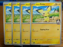 Pokemon TCG Destined Rivals Ethan's Pichu 071/182 x4 Playset - Image 1