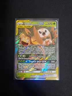 Pokemon TCG Unified Minds Rowlet & Alolan Exeggutor Tag Team Card 1/236 - Image 1