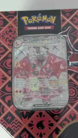 Pokemon TCG: Scarlet & Violet Paldean Fates iron Tin Shiny Charizard EX SEALED - Image 4