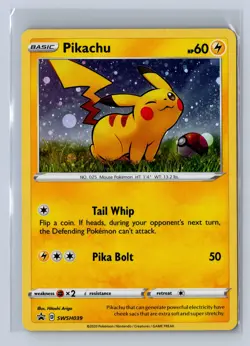 2020 Pokemon Sword & Shield Black Star Promo Pikachu #SWSH039 - Image 1