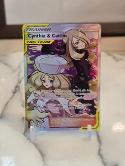 Pokemon TCG Cynthia & Caitlin (Full Art) 228/236 Sm-Cosmic Eclipse Holo HP - Image 1