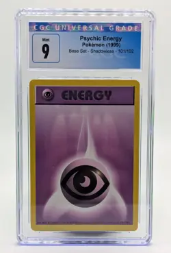 1999 Pokemon Base Set Shadowless Psychic Energy 101/102 CGC 9 Mint Slab - Image 1