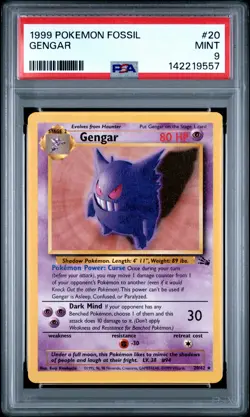 1999 POKEMON FOSSIL #20 GENGAR PSA 9 - Image 1