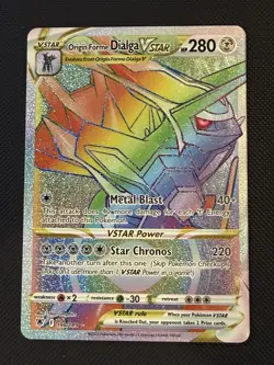 Pokemon TCG Origin Forme Dialga VSTAR Astral Radiance Rainbow Rare 198/189 NM - Image 1