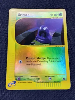 Pokemon TCG Grimer 79/147 Reverse Holo Aquapolis Pokemon Card Lightly Played - Image 1