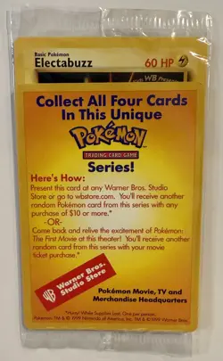Unopened Pokemon The First Movie 1999 Warner Bros Promo Electabuzz Card Sealed - Image 1