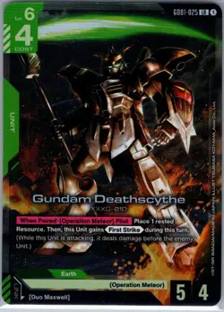 Gundam Deathscythe GD01-025 LR Newtype Rising - Gundam Card Game - NM - Image 1