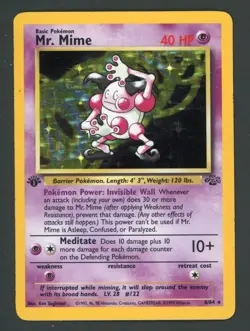 Pokemon Card Mr. Mime 06/64 Jungle Holo 1st Edition LP Rare - Image 1