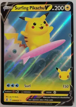 Surfing Pikachu V 008/025 Pokemon Celebrations Holo NM (3 of 9) - Image 1