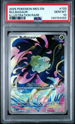 2025 Pokemon Mega Evolution BULBASAUR Illustration Rare #133 PSA 10 Gem Mint - Image 1