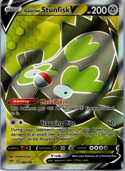 Galarian Stunfisk V 184/189 Ultra Rare Darkness Ablaze Pokemon Holo Near Mint - Image 1