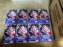 Lot 8x One Piece OP14 THE AZURE SEA’S SEVEN Sleeved Blister Booster Packs Sealed - Image 1