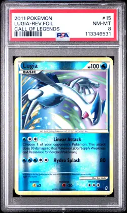 2011 POKEMON CALL OF LEGENDS LUGIA #15 REVERSE FOIL PSA 8 NM #113346531 - Image 1