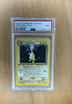 2000 Pokemon Neo Genesis Ampharos Holo 1st Edition PSA 9 - Image 1
