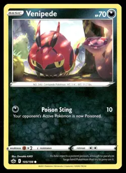 2021 Chilling Reign Set Pokemon Card 105 Venipede NM - Image 1