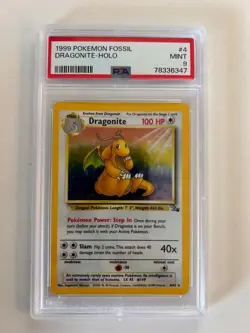 PSA 9 Pokemon Fossil 1999 Dragonite Holo 4/62 Pokemon Card - Image 1