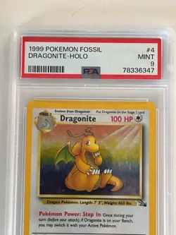 PSA 9 Pokemon Fossil 1999 Dragonite Holo 4/62 Pokemon Card - Image 4