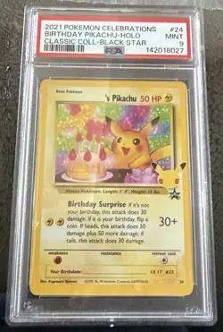 PSA 9 Pokemon TCG Set Birthday Pikachu 25th Anniversary PSA 9 - Image 1