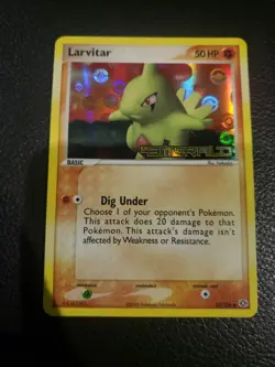Larvitar 52/106 Reverse Holo Rare Stamped Pokemon Card EX Emerald - NM - Image 1