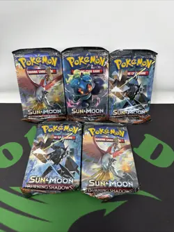 Pokemon TCG Sun & Moon Burning Shadows Booster Pack Set Lot Of 5 Ho-Oh Marshadow - Image 1